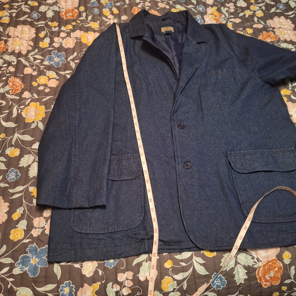 Haband Travelers 100% Cotton Dark Blue Denim Jacket Blazer - Picture 5 of 12